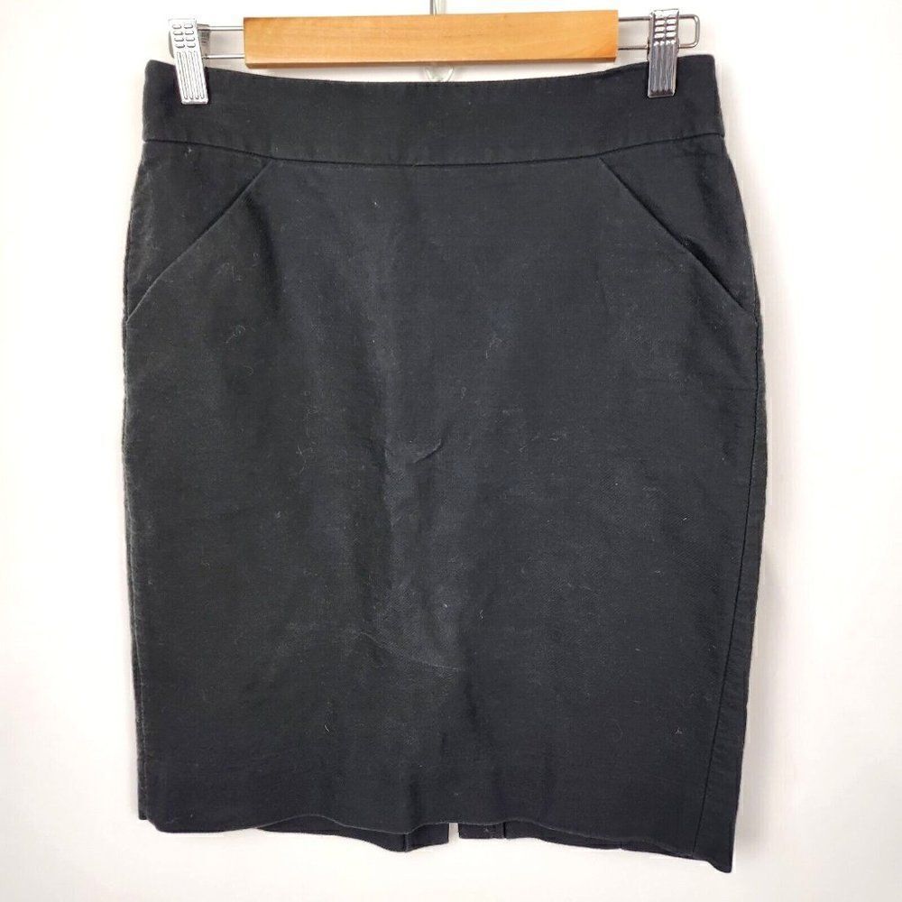 J. Crew The Pencil Skirt Knee Length Black Back Split Zip Black Womens Size 4